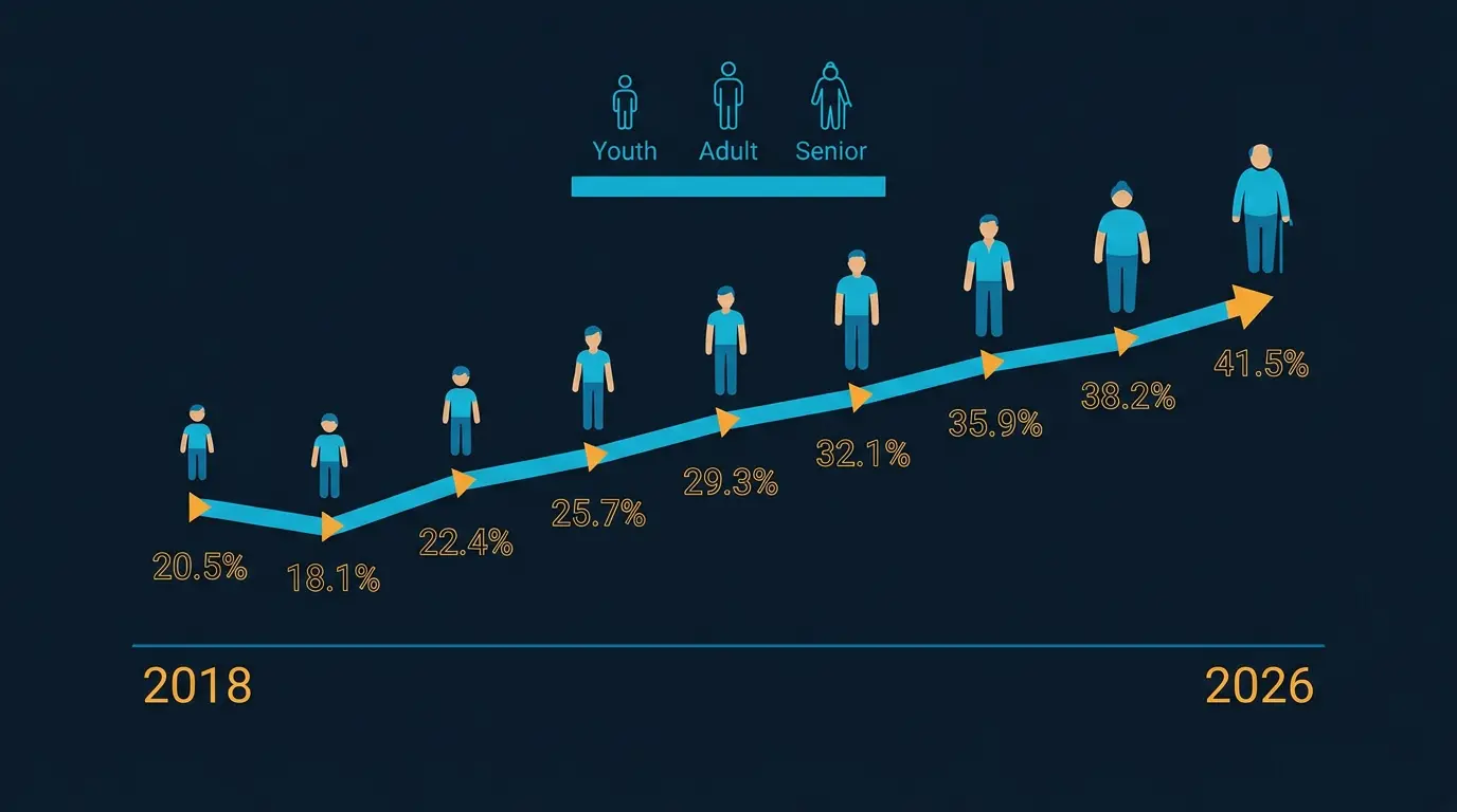 Age segment growth chart 2018 to 2026.