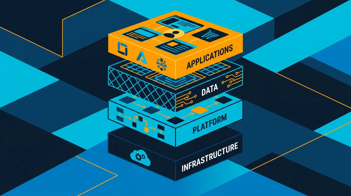 Stack diagram showing vendors per layer.