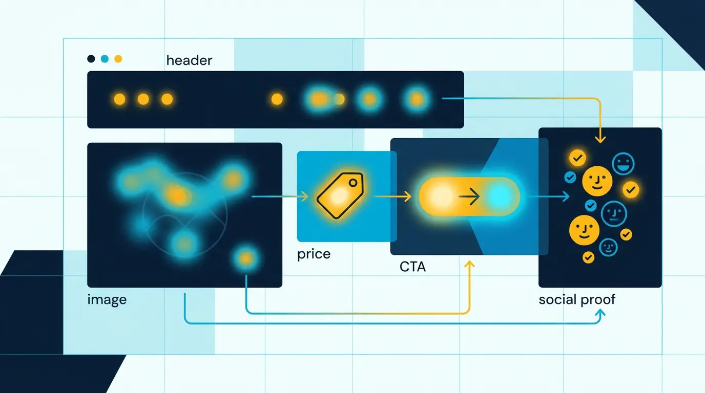 Heatmap of paywall elements tested: header, image, price, CTA, social proof.