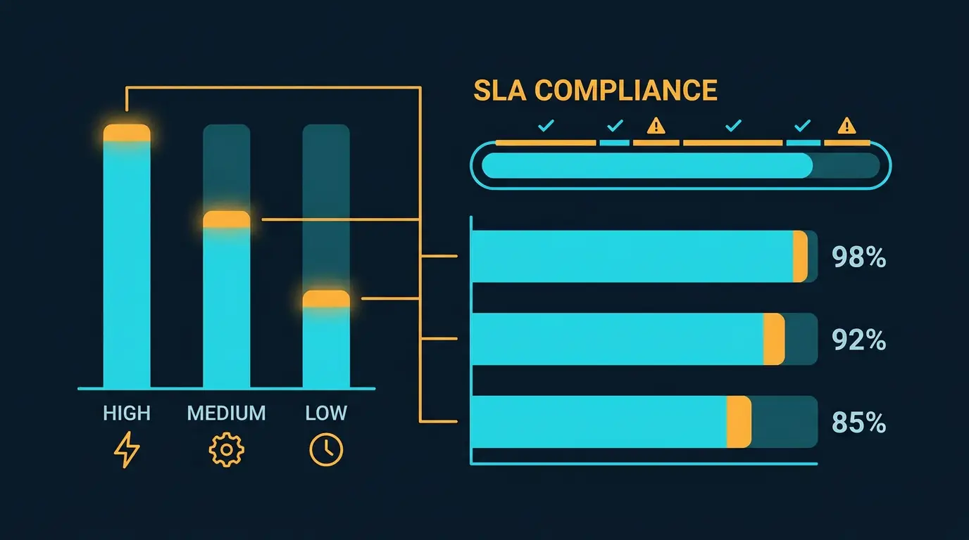 SLA compliance chart by queue priority.