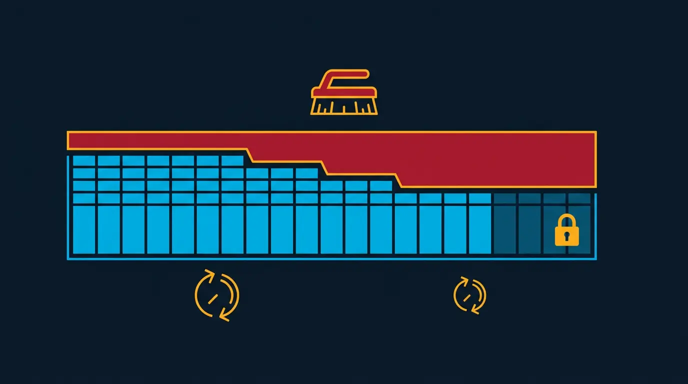 Cap and scrub visualisation: daily cap bar filled over the day, red scrub band on top removing some conversions.